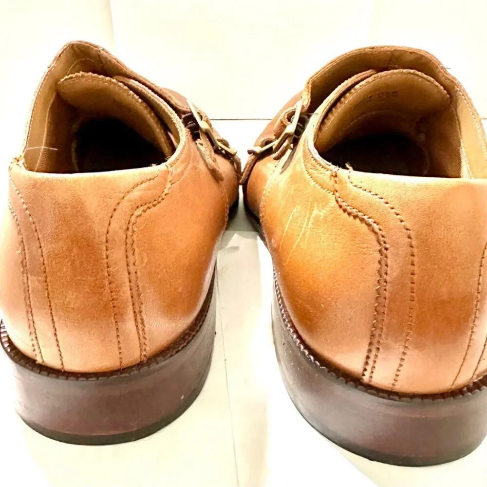 Cole Haan Mens Shoes Benton Tan Leather Double Strap Dress Loafers Size 11.5 M